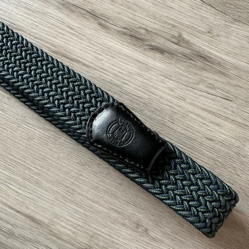 Ghost Golf Xander Men's Woven Stretch Belt - Navy Blue & Green Black Hardware